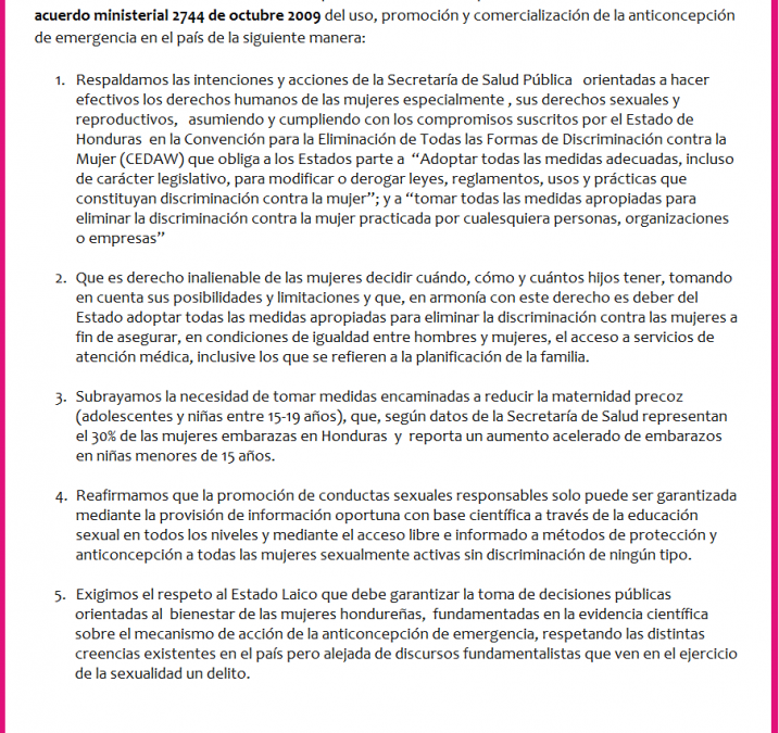 Píldora Anticonceptiva de Emergencia, un Derecho Humano