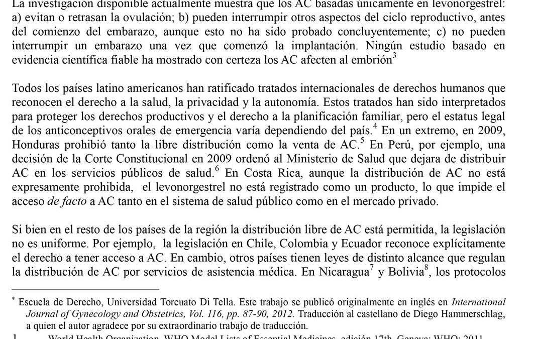 El estatus jurídico de la anticoncepción de emergencia en América Latina