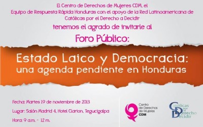 Foro «Estado Laico y Democracia: Una deuda pendiente en Honduras»