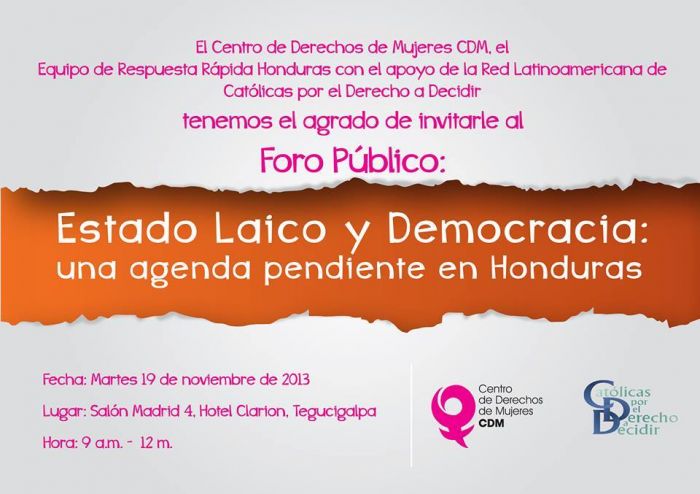 Foro «Estado Laico y Democracia: Una deuda pendiente en Honduras»