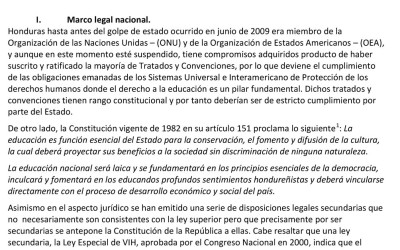 Informe sobre la educación para la sexualidad en Honduras