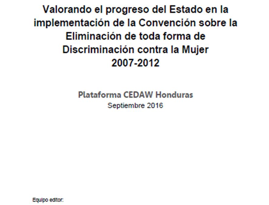 CEDAW Informe Alternativo sobre trabajadoras de maquila en Honduras 2016