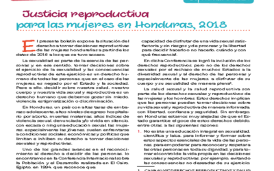 Justicia Reproductiva para las mujeres en Honduras, 2018.