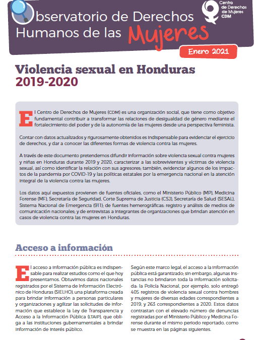 Boletín: Violencia Sexual en Honduras 2019-2020