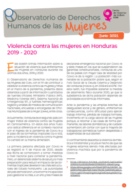 Boletín: Violencia contra las mujeres en Honduras 2019-2020 | Centro de ...