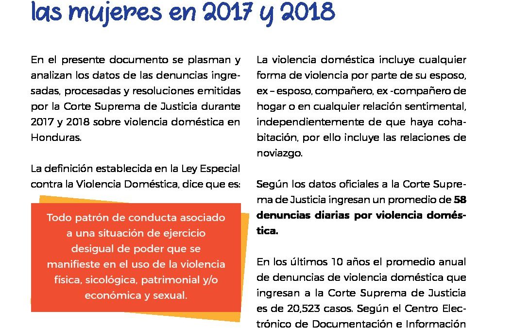 VIOLENCIA DOMÉSTICA CONTRA LAS MUJERES 2017-2018