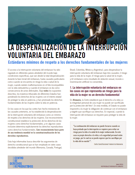 La despenalización de la interrupción voluntaria del Embarazo. Estándares mínimos