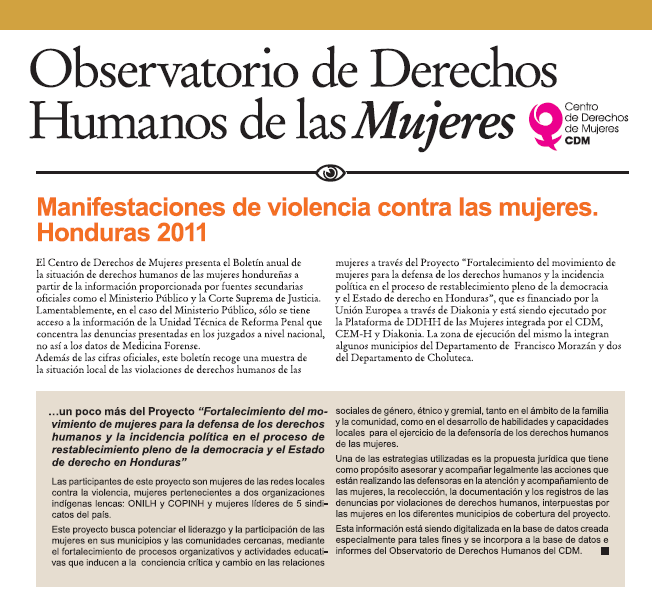 Manifestaciones de violencia contra las mujeres Honduras 2011